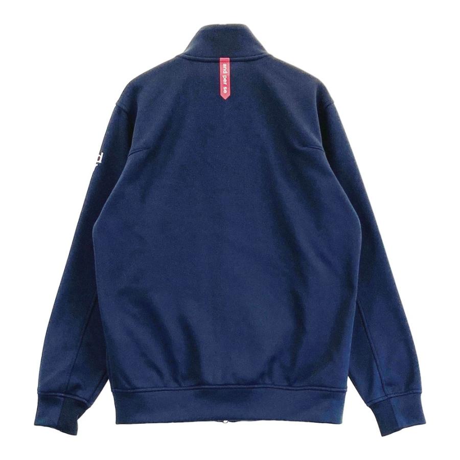 AND PER SE アンパスィ 裏起毛 ジップジャケット 総柄 ネイビー系 M
