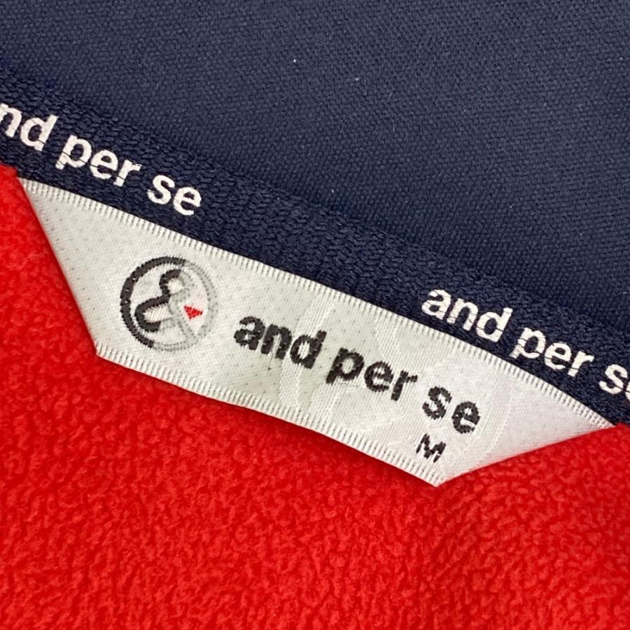 AND PER SE アンパスィ 裏起毛 ジップジャケット 総柄 ネイビー系 M