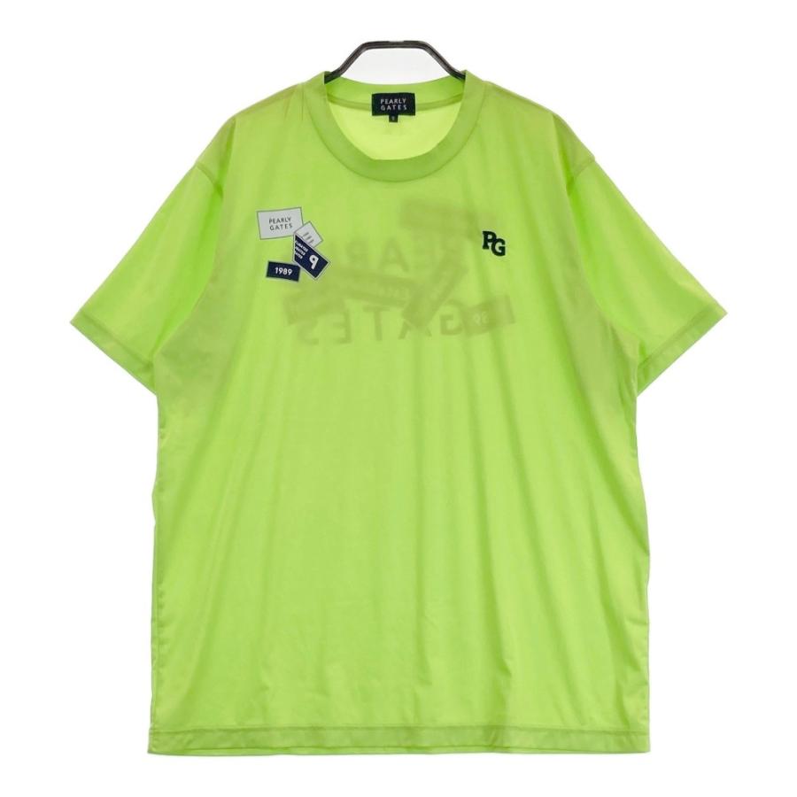 サイズ：5 PEARLY GATES パーリーゲイツ サンプル品 半袖Tシャツ ロゴプリント  グリーン系 [240101450199] ゴルフウェア メンズ ストスト PEARLY GATES パーリーゲイツ サンプル品 半袖Tシャツ ロゴ