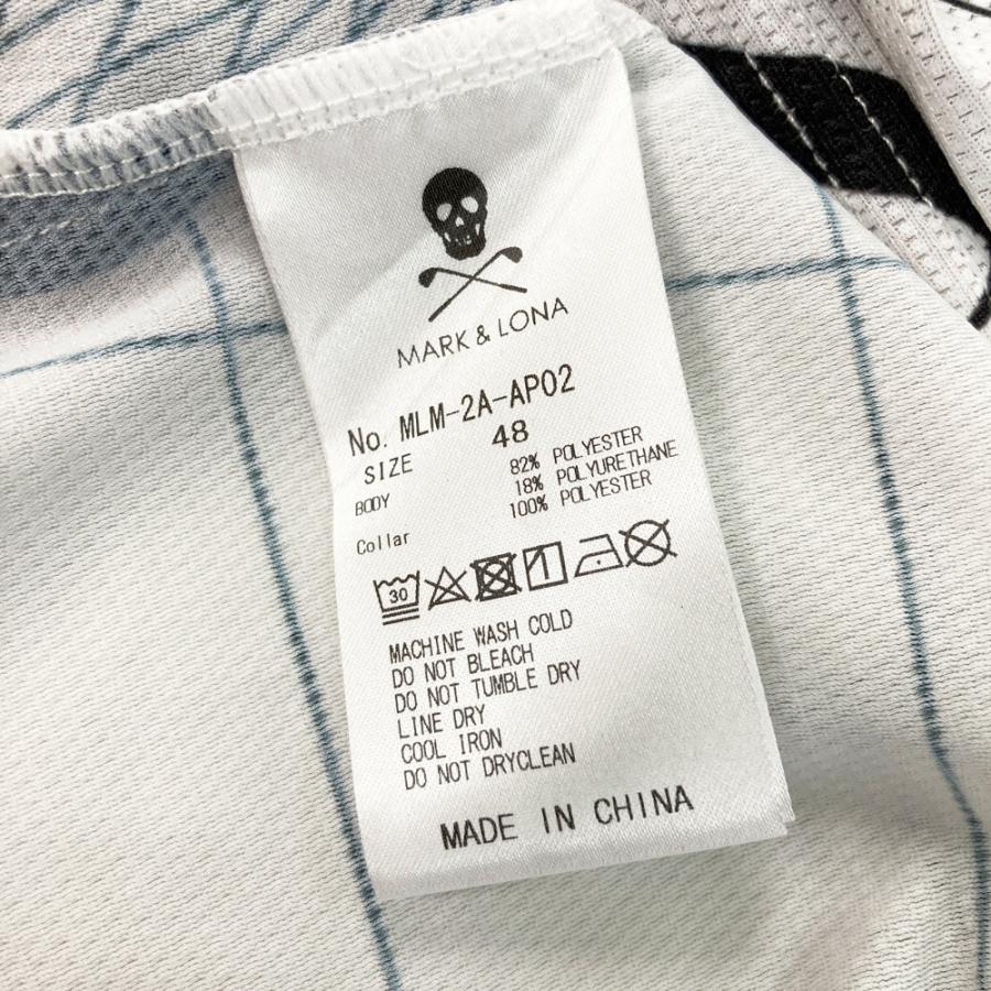 【美品】マークアンドロナ ゴルフウェア ポロシャツ オフホワイト 48 L 総柄 美品】マークアンドロナ ゴルフウェア ポロシャツ オフホワイト