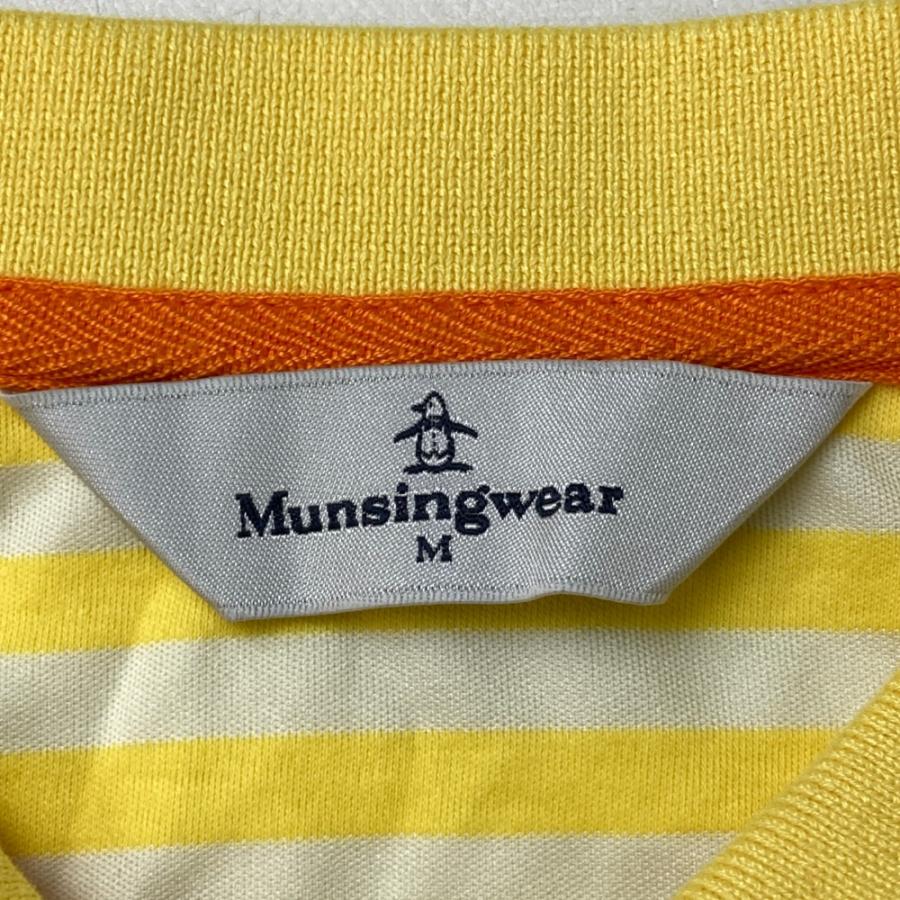 美品✨マンシングウェア 半袖 ワンピースレディース L ゴルフウェア イエロー MUNSING WEAR マンシングウェア 半袖ワンピース ボーダー柄 イエロー系