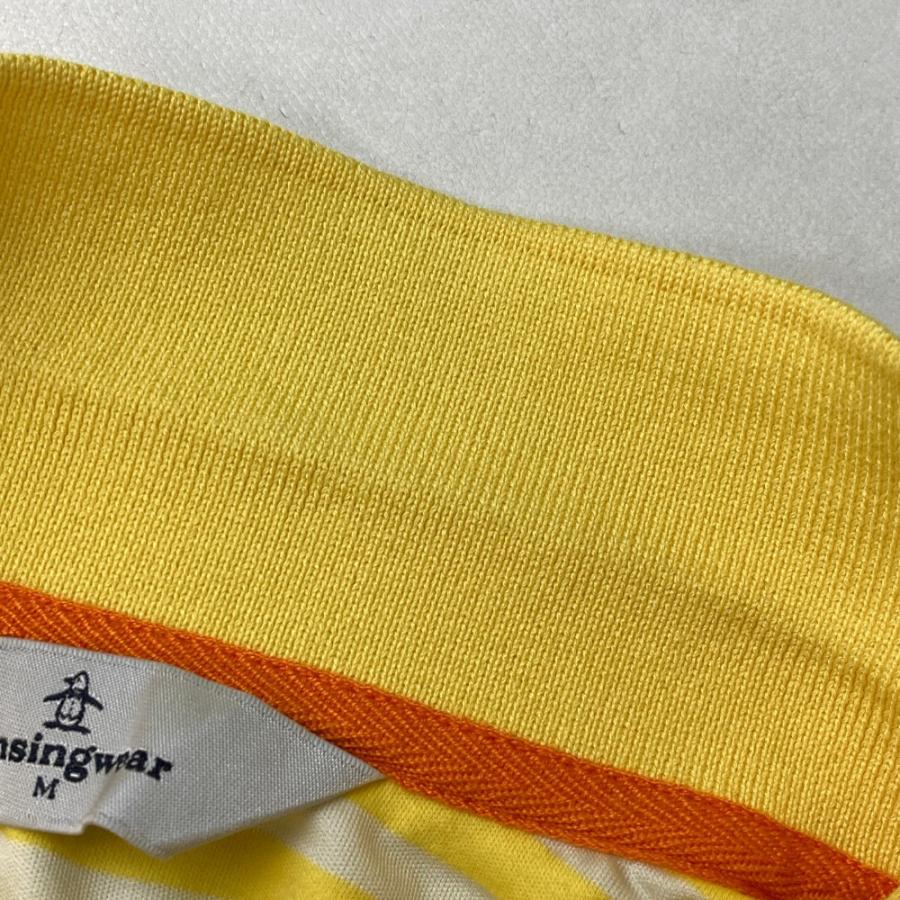 美品✨マンシングウェア 半袖 ワンピースレディース L ゴルフウェア イエロー MUNSING WEAR マンシングウェア 半袖ワンピース ボーダー柄 イエロー系