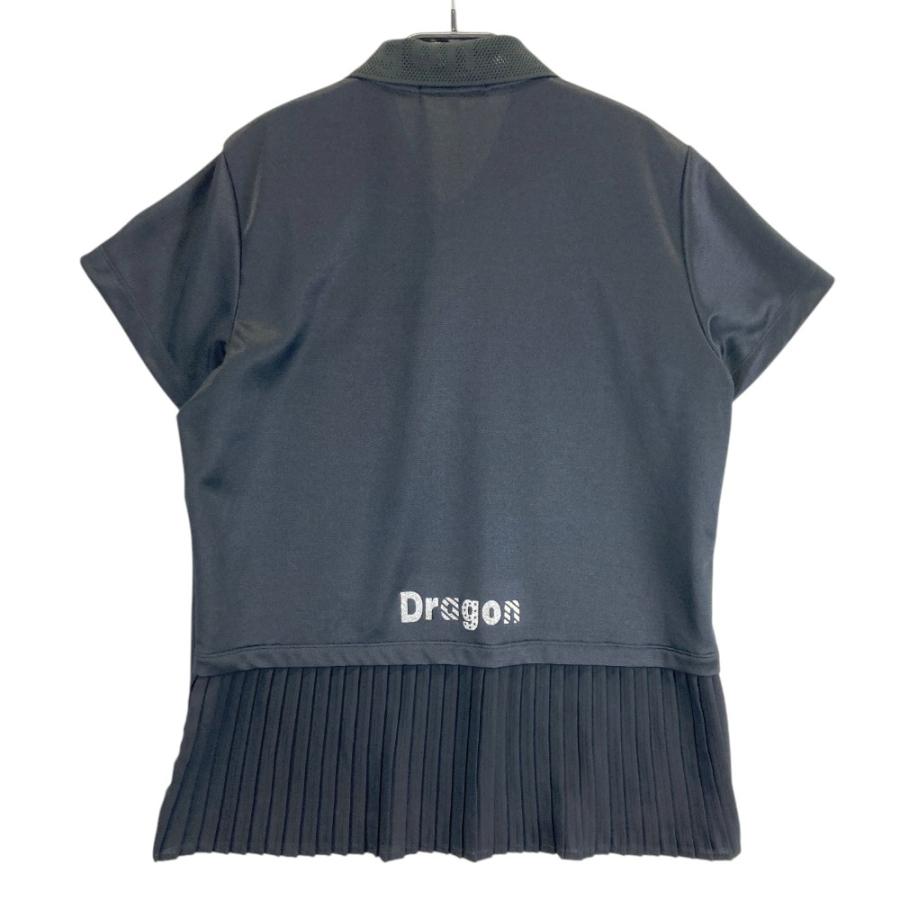 サイズ：3 DANCE WITH DRAGON ダンスウィズドラゴン  半袖ポロシャツ  ブラック系 [240101451022] ゴルフウェア レディース ストスト Dance With Dragon（ダンスウィズドラゴン） 半袖ポロシャツ ブラック