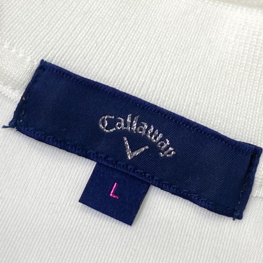 サイズ：L CALLAWAY キャロウェイ 2023年モデル スウェット 半袖 ジップジャケット  ホワイト系 [240101451744] ゴルフウェア レディース ストスト 新品】CALLAWAY キャロウェイ 2023年モデル スウェット 半袖 ジップ