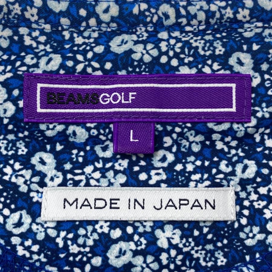 BEAMS GOLF ビームスゴルフ ジップジャケット 花 総柄 ブルー系 L