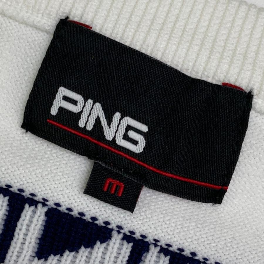 PING ピン 長袖ニットセーター ホワイト系 M ゴルフウェア レディース
