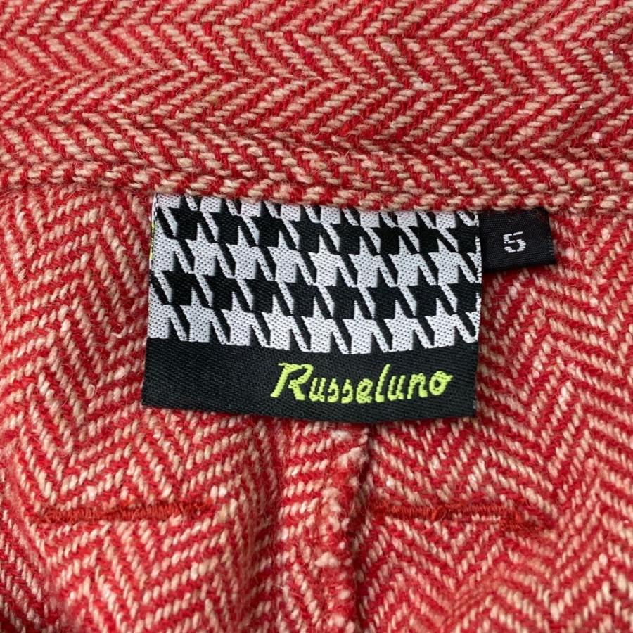 RUSSELUNO ラッセルノ ウール混 パンツ ヘリンボーン柄 レッド系 5