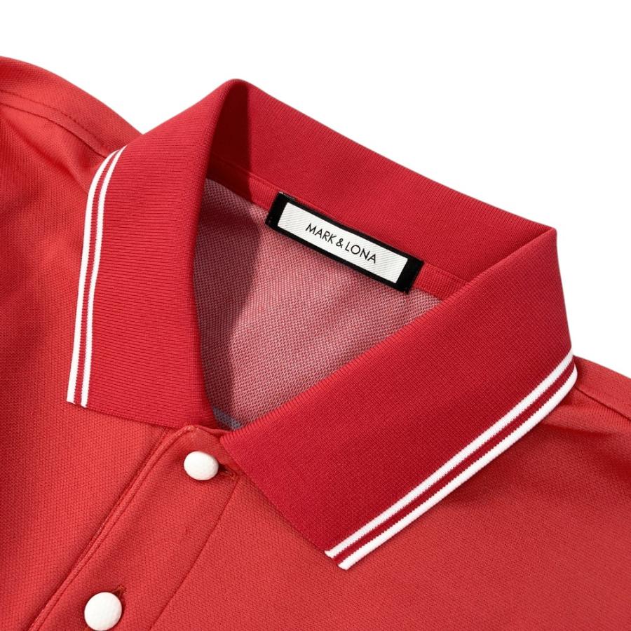 MARK&LONA マークアンドロナ 半袖 ポロシャツ 46 ブラック レッド MARK&LONA マークアンドロナ 半袖ポロシャツ レッド系 46 ゴルフ