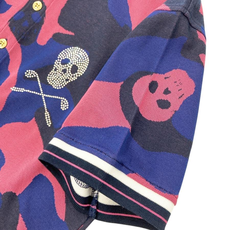 サイズ：S MARK&LONA マークアンドロナ  半袖ポロシャツ カモフラ柄 ネイビー系 [240101454851] ゴルフウェア メンズ ストスト MARK&LONA マークアンドロナ 半袖ポロシャツ カモフラ柄