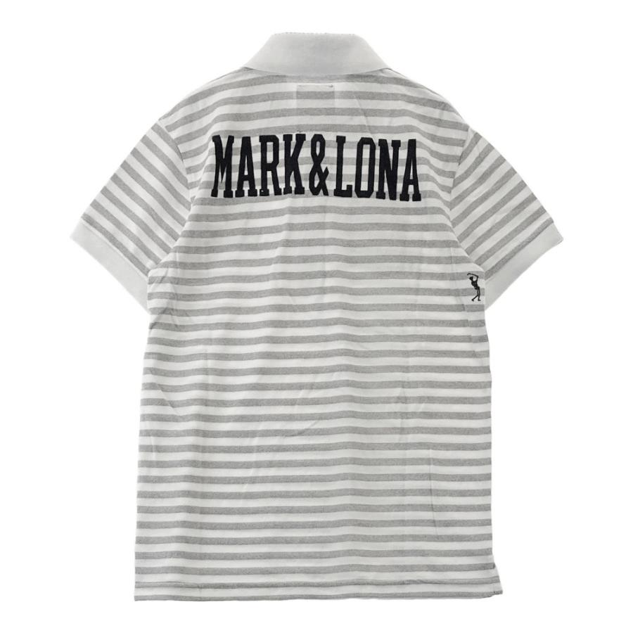 サイズ：S MARK&LONA マークアンドロナ  半袖ポロシャツ ボーダー柄 ホワイト系 [240101454853] ゴルフウェア メンズ ストスト MARK&LONA マークアンドロナ 半袖ポロシャツ ボーダー柄 ホワイト系 S