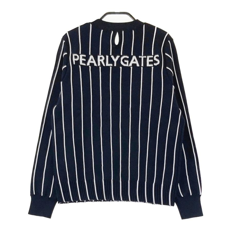 サイズ：0 PEARLY GATES パーリーゲイツ 2023年 ニット セーター ストライプ ネイビー系 [240101455546] ゴルフウェア レディース ストスト PEARLY GATES パーリーゲイツ 2023年 ニット セーター ストライプ
