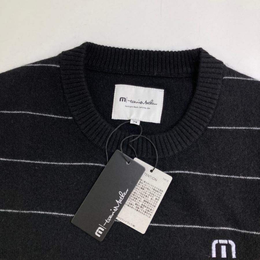 サイズ：M TRAVIS MATHEW トラビスマシュー  カシミヤニットセーター ボーダー柄 ブラック系 [240101456084] ゴルフウェア メンズ ストスト 新品】TRAVIS MATHEW トラビスマシュー カシミヤニットセーター