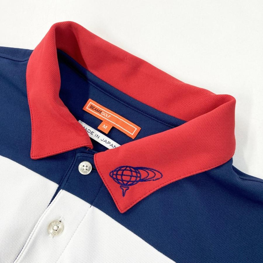 BEAMS GOLF ビームスゴルフ 半袖ポロシャツ 刺繍 ネイビー系 M ゴルフ