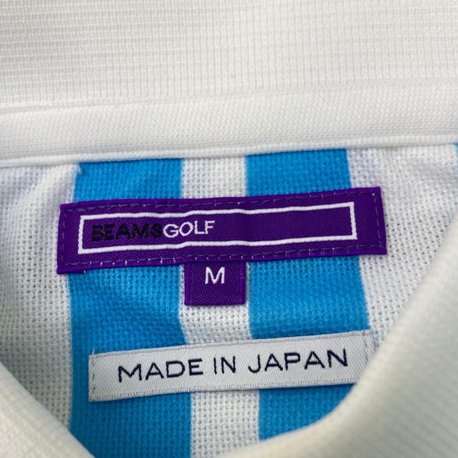 BEAMS GOLF（ビームス ゴルフ） 半袖ポロシャツ ロゴ ストライプ柄