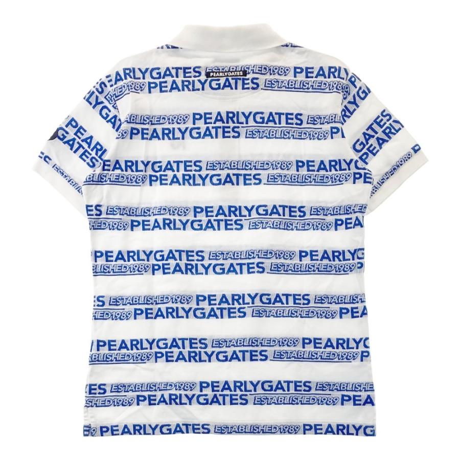 サイズ：4 PEARLY GATES パーリーゲイツ  半袖ポロシャツ 総柄 ホワイト系 [240101442220] ゴルフウェア メンズ ストスト PEARLY GATES（パーリーゲイツ） 半袖ポロシャツ 総柄 ホワイト系 4