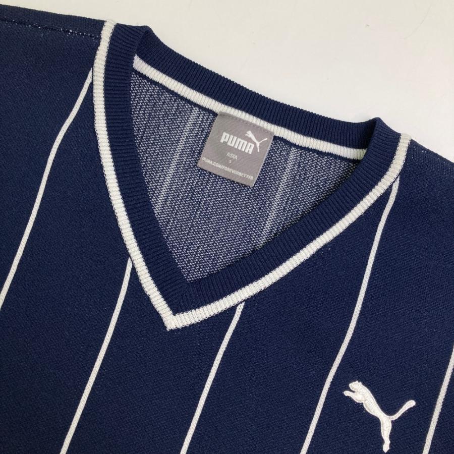 美品】PUMA GOLF プーマゴルフ Vネックニット ストライプ