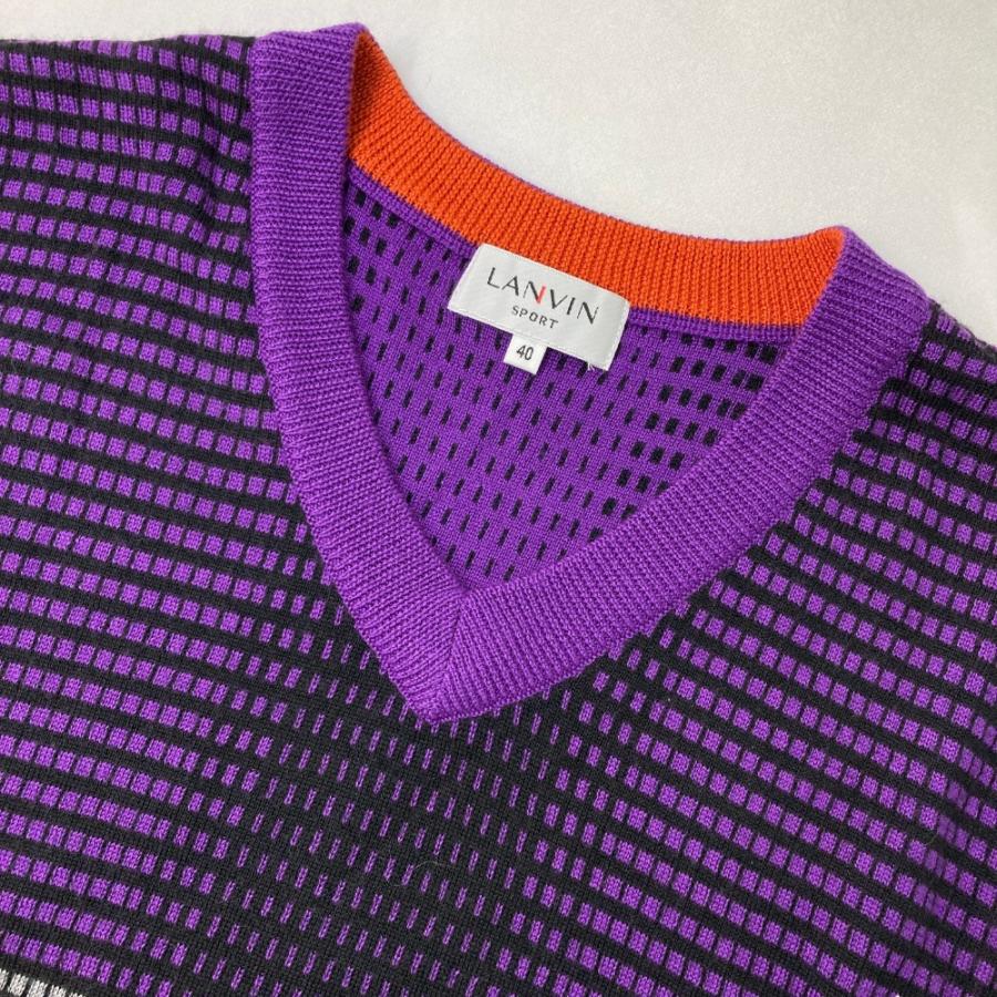 LANVIN SPORT ランバン スポール Vネック ニットセーター ブラック系