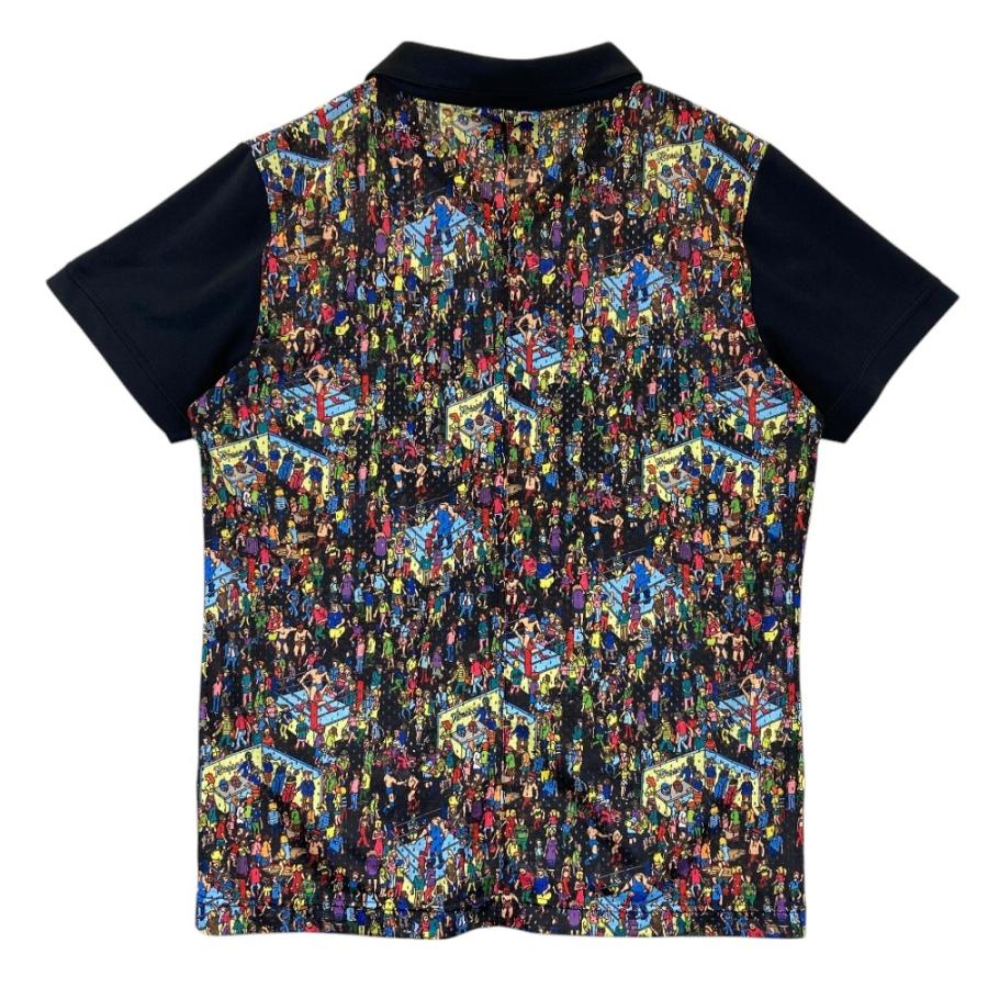 サイズ：5 RUSSELUNO ラッセルノ  半袖ポロシャツ スキッパー メッシュ 総柄 ホワイト系 [240101487865] ゴルフウェア メンズ ストスト RUSSELUNO ラッセルノ 半袖スキッパーポロシャツ 総柄 ブラック