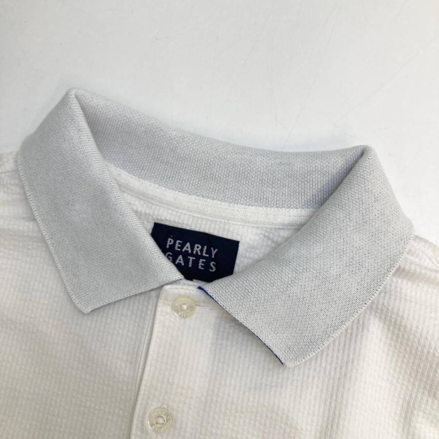 サイズ：4 PEARLY GATES パーリーゲイツ  半袖ポロシャツ シアサッカー  ホワイト系 [240101444709] ゴルフウェア メンズ ストスト PGG PEARLY GATES パーリーゲイツ 半袖ポロシャツ シアサッカー