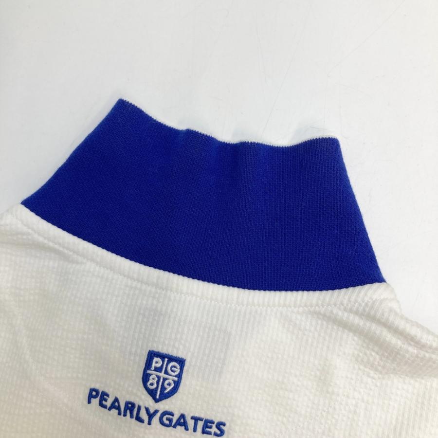 美品 近年 パーリーゲイツ ポロシャツ シアサッカー デカロゴ ゴルフ サイズ4 カチオンストライプサッカー 半袖ポロシャツ(半袖シャツ・ポロシャツ