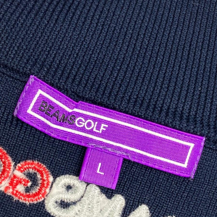 サイズ：L BEAMS GOLF ビームスゴルフ パープルレーベル ハーフジップ 長袖ニットセーター  ネイビー系 [240101458370] ゴルフウェア メンズ ストスト BEAMS GOLF ビームスゴルフ パープルレーベル ハーフジップ 長袖