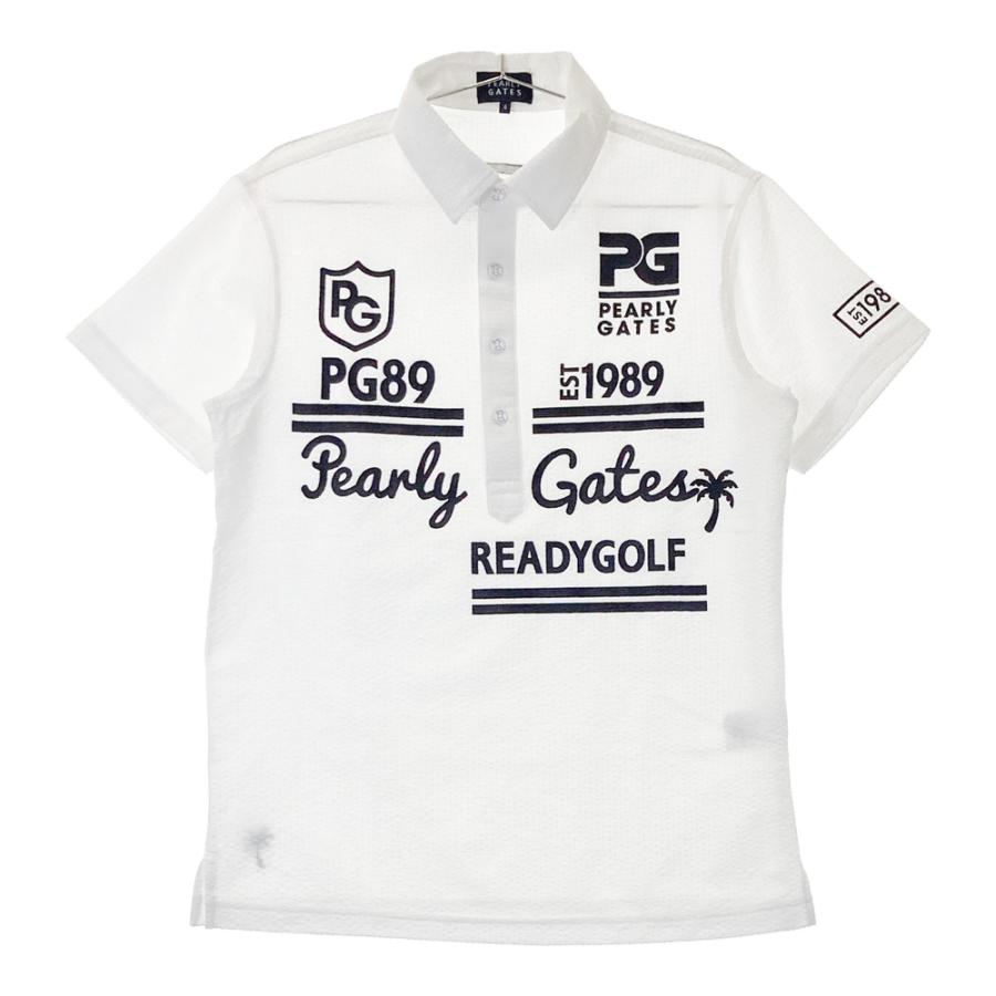 未使用級　パーリーゲイツ　半袖　ポロシャツ　ロゴ刺繍　シアサッカー　春夏　L〜 未使用級 パーリーゲイツ 半袖 ポロシャツ ロゴ刺繍 シアサッカー 春夏 L〜