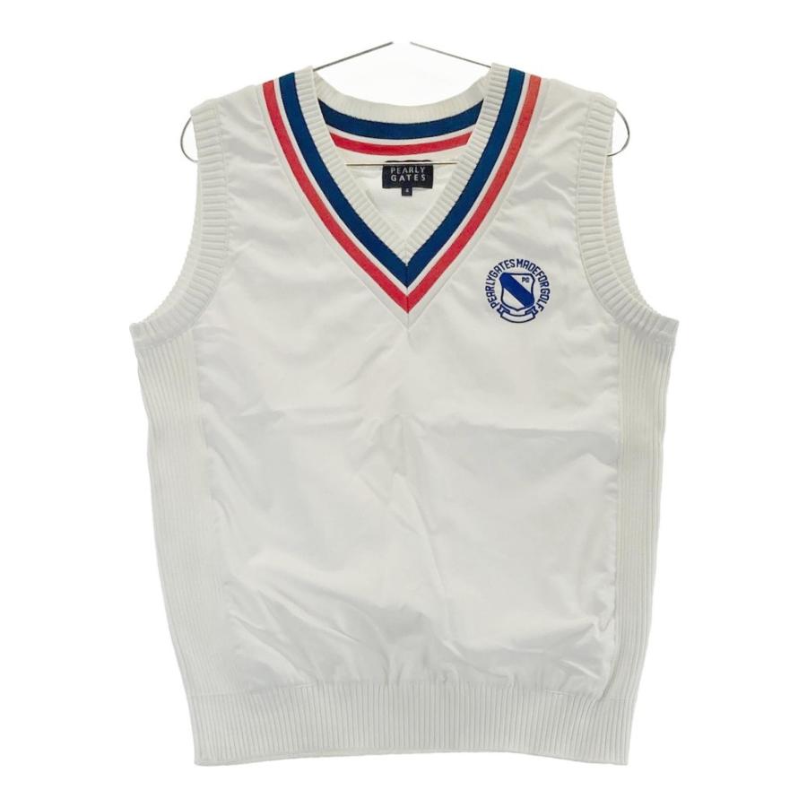 美品　パーリーゲイツ　ベスト　Lサイズ　ホワイト　切り替えニット PEARLY GATES パーリーゲイツ 切替 ニットベスト ホワイト系 4 ゴルフ