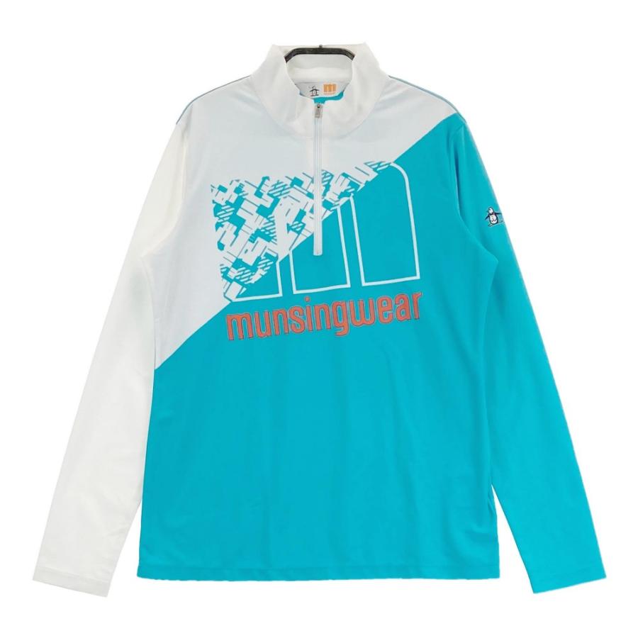 MUNSING WEAR マンシングウェア ハーフジップ 長袖Tシャツ ブルー系 L