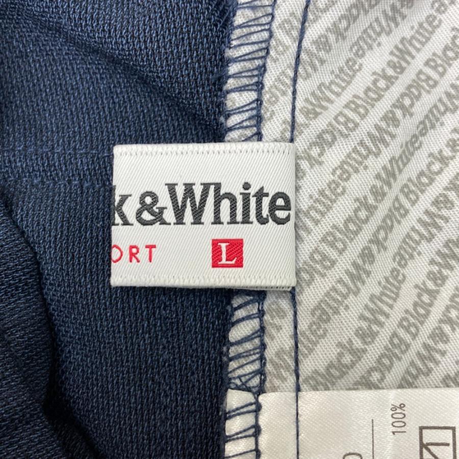 【希少・販売終了】Black&White ブラック＆ホワイト ゴルフパンツ L BLACK&WHITE ブラックアンドホワイト ロングパンツ ネイビー系 L