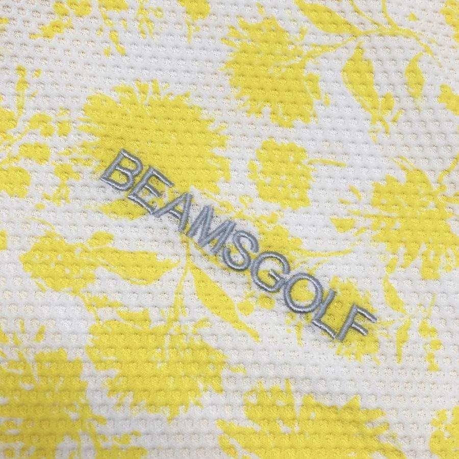 BEAMS GOLF ビームスゴルフ 2024年 半袖ポロシャツ メッシュ 花柄 イエロー系 XL ゴルフウェア メンズの画像