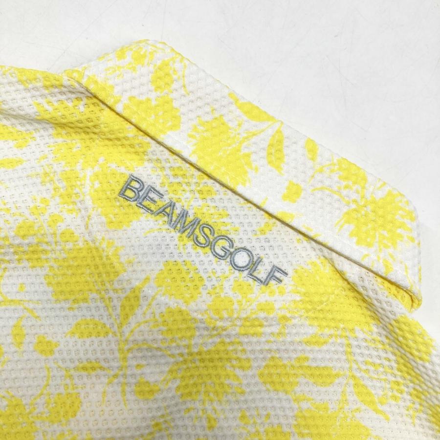BEAMS GOLF ビームスゴルフ 2024年 半袖ポロシャツ メッシュ 花柄 イエロー系 XL ゴルフウェア メンズの画像
