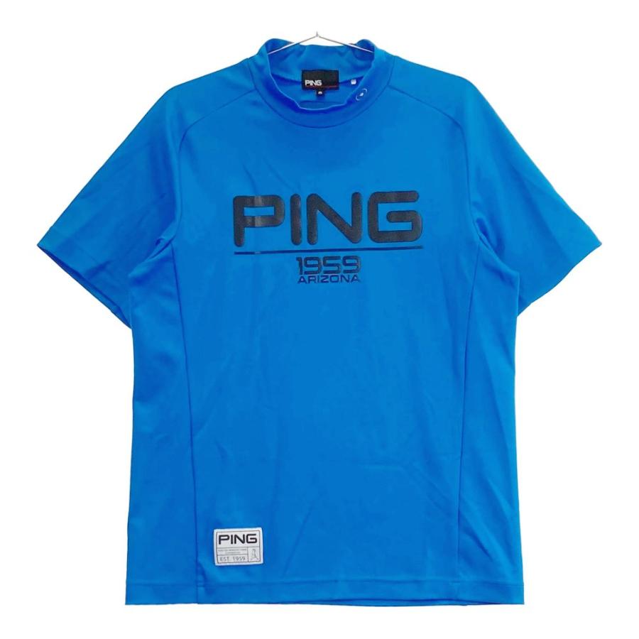PING ピン ハイネック 半袖Tシャツ ブルー系 M ゴルフウェア