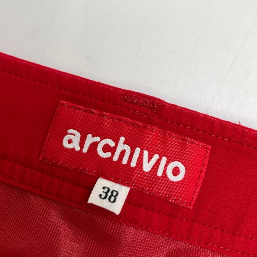 ARCHIVIO アルチビオ 裏地付 プリーツ切替スカート レッド系 38 ゴルフ