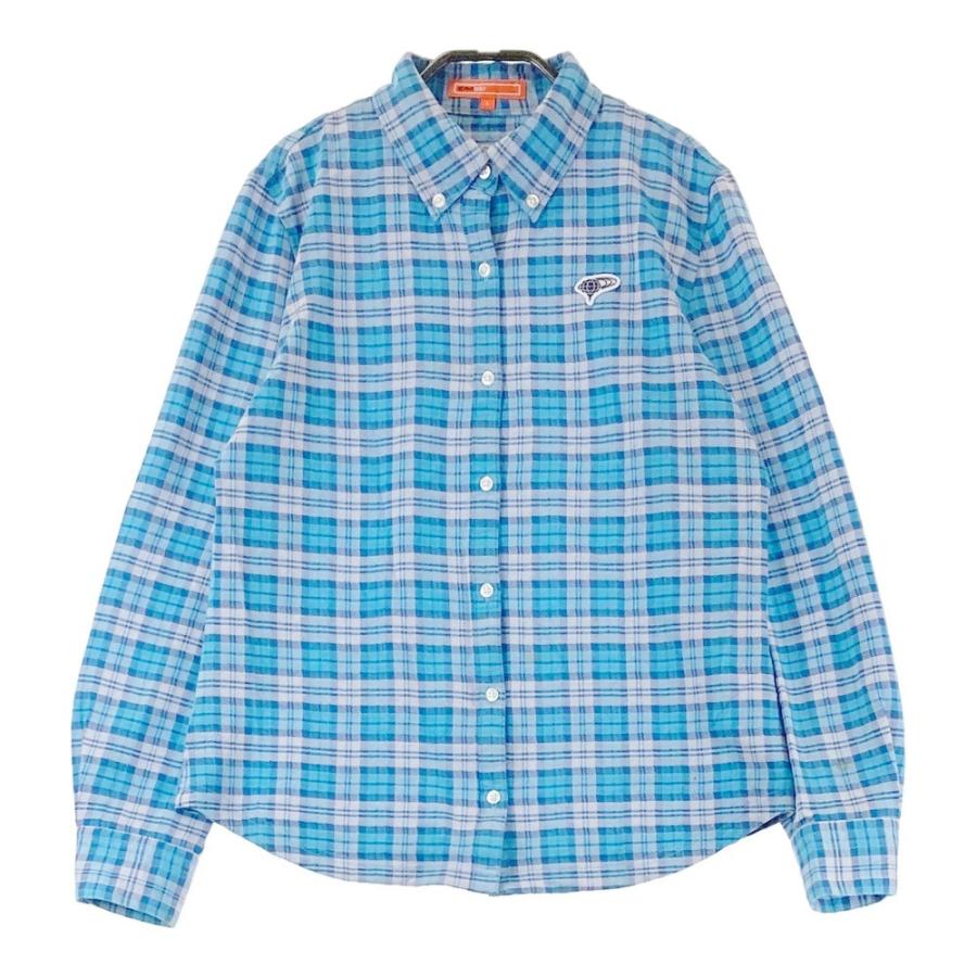 【BEAMS GOLF】レディース ブルーチェック ブルゾン ジャケット L BEAMS GOLF ビームスゴルフ 長袖シャツ ボタンダウン チェック柄