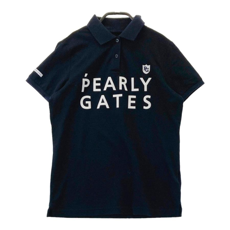 美品 PEARLY GATES ゴルフシャツ ネイビー サイズ5 シアサッカー PEARLY GATES（パーリーゲイツ） 半袖ポロシャツ シアサッカー