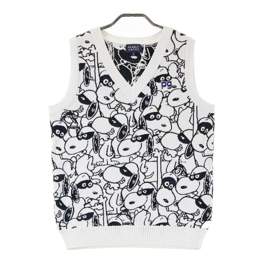 PEARLYGATES パーリーゲイツ　スヌーピー柄 ニットベスト　ホワイト系0 PEARLY GATES パーリーゲイツ × PEANUTS ニットベスト