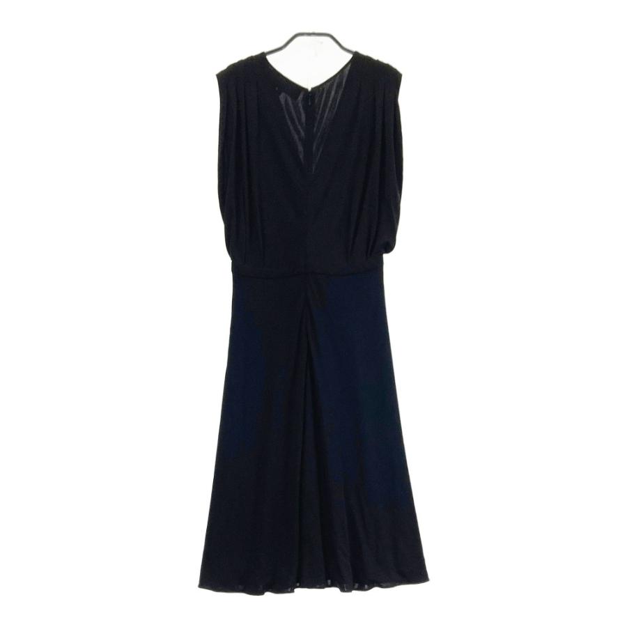 GUCCI ワンピース ノースリーブ イタリア製 牛革ラベル ネイビー 36 GUCCI ワンピース ノースリーブ イタリア製 牛革ラベル ネイビー