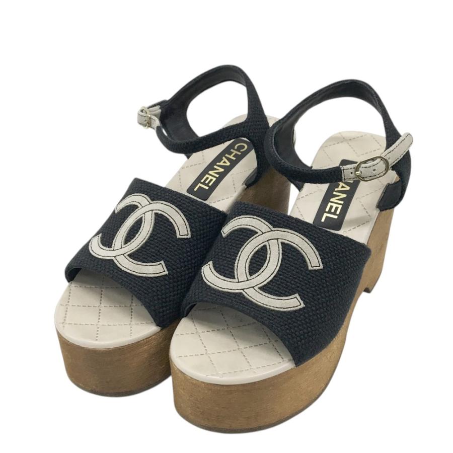 CHANEL シャネル G45555 サンダル ブラック系 38 レディース