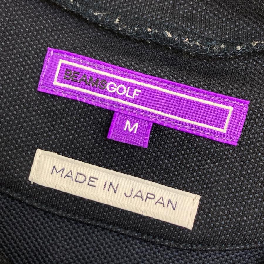 美品✨BEAMS GOLF ビームスゴルフ モックネック 半袖 シャツ XL 紺 BEAMS GOLF ビームスゴルフ モックネック半袖Tシャツ ワッペン