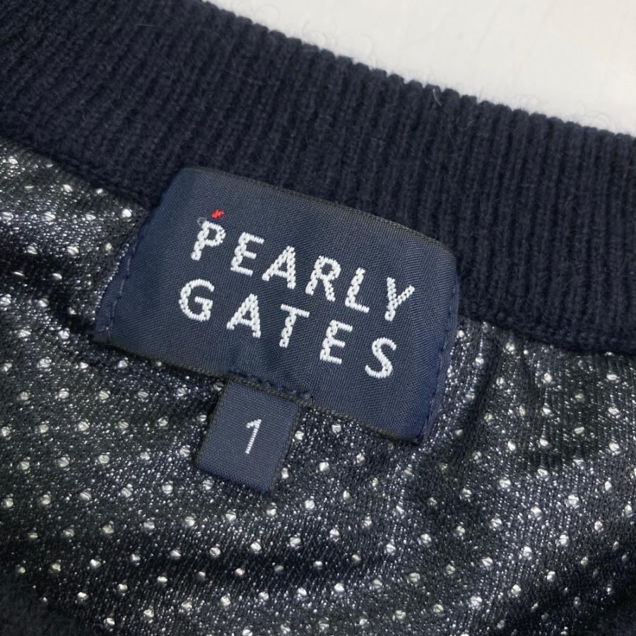 【パーリーゲイツ】美品 ニットセーター カシミヤ混 ネイビー 1 レディース PEARLY GATES パーリーゲイツ 2024年モデル 裏地付 カシミヤ混 ニット
