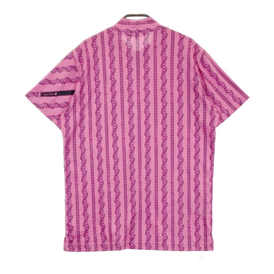 サイズ：3 DANCE WITH DRAGON ダンスウィズドラゴン  半袖ハイネックTシャツ 総柄 ピンク系 [240101465326] ゴルフウェア メンズ ストスト DANCE WITH DRAGON ダンスウィズドラゴン 半袖ハイネックTシャツ 総柄