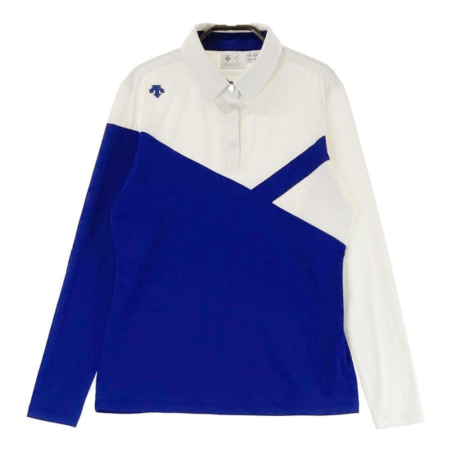サイズ：M DESCENTE GOLF デサントゴルフ  長袖ポロシャツ  ブルー系 [240101431031] ゴルフウェア レディース ストスト サイズ：M DESCENTE GOLF デサントゴルフ 長袖ポロシャツ ブルー
