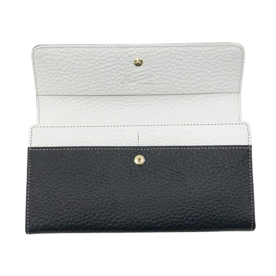 Kitamura キタムラ レザー ダークネイビー ホワイト 長財布 未使用品 美品】Kitamura キタムラ 長財布 レザー ネイビー系 レディース