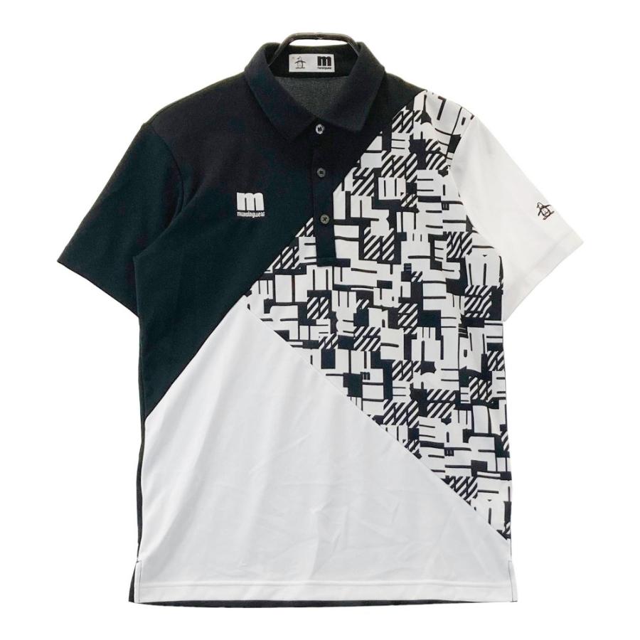 MUNSING WEAR マンシングウェア 柄切替 半袖ポロシャツ ブラック