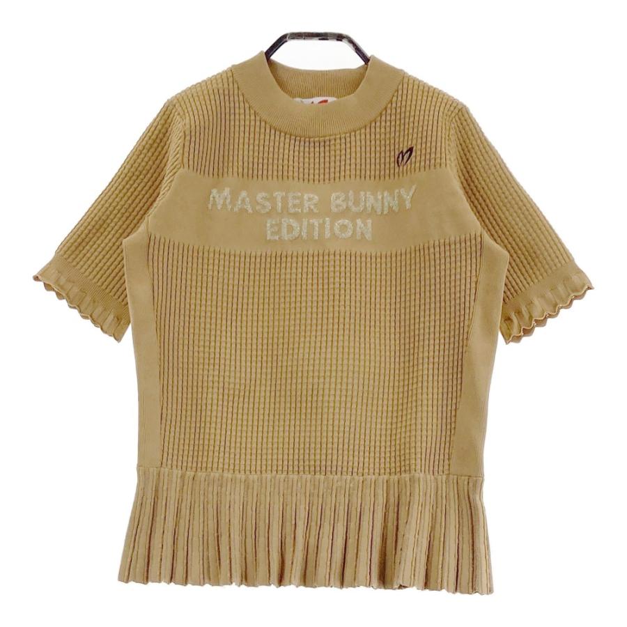 サイズ：1 MASTER BUNNY EDITION マスターバニーエディション ;2023年モデル ハイネック 半袖ニット ロゴ  ベージュ系 [240101466939] ゴルフウェア レディース ストスト MASTER BUNNY EDITION マスターバニーエディション ;2023年モデル