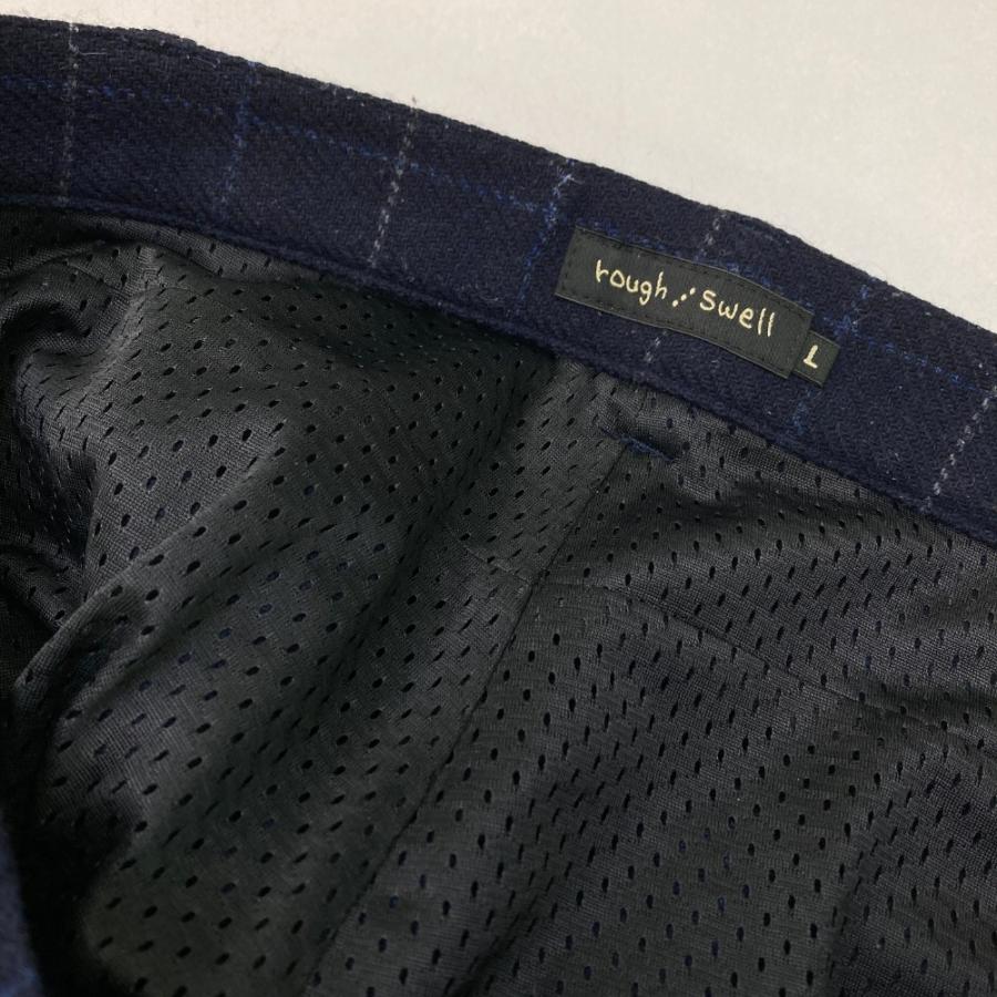 サイズ：L ROUGH&amp;SWELL ラフアンドスウェル  ジョガーパンツ 裏地付 チェック柄 ネイビー系 [240101467901] ゴルフウェア メンズ ストスト 美品】ROUGH&SWELL ラフアンドスウェル ジョガーパンツ ネイビー