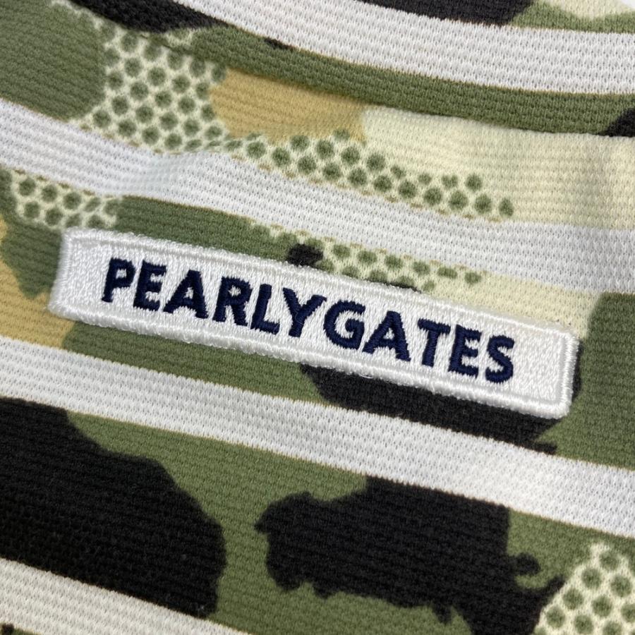 サイズ：0 PEARLY GATES パーリーゲイツ  モックネックノースリーブTシャツ カモフラ柄 カーキ系 [240101468024] ゴルフウェア レディース ストスト PEARLY GATES パーリーゲイツ モックネックノースリーブTシャツ
