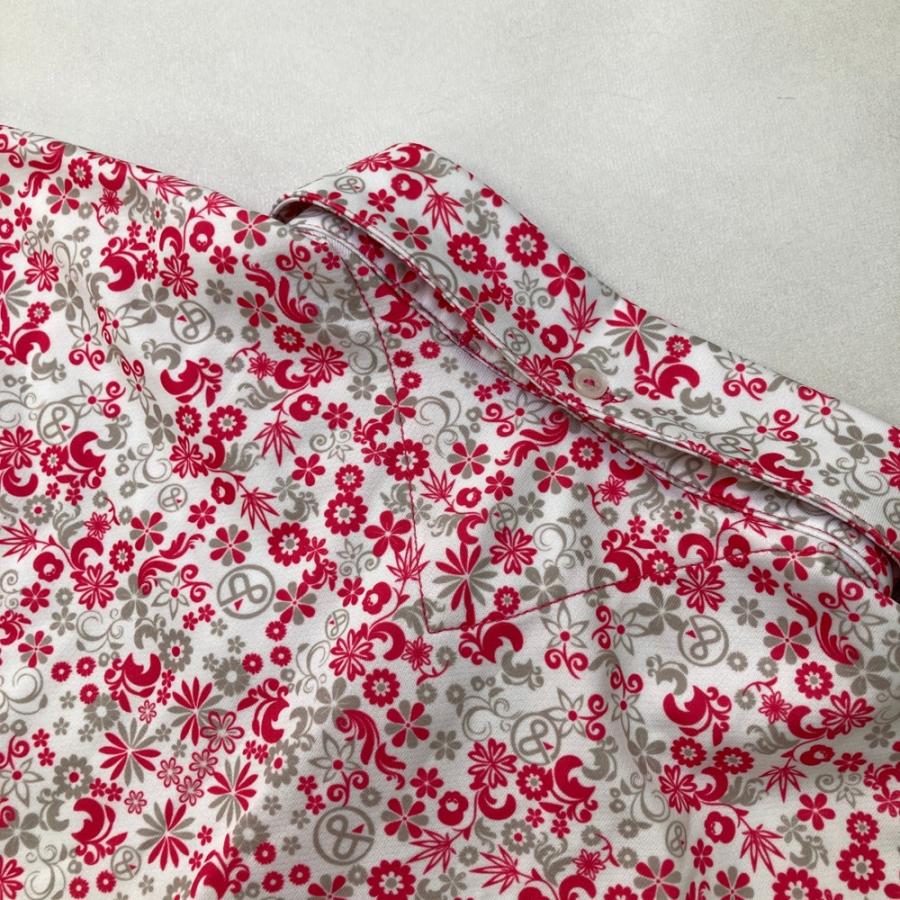 AND PER SE アンパスィ 半袖ポロシャツ ボタンダウン 花柄