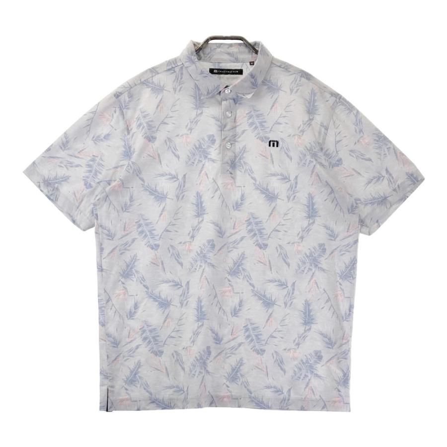 【半額！】美品・トラヴィスマシュー　ポロシャツS トラビスマシュー ポロシャツ メンズ Lサイズ グレー Mロゴ 刺繍