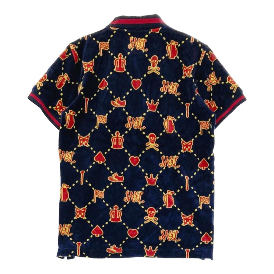 MARK&LONA マークアンドロナ 半袖ポロシャツ ベロア 総柄